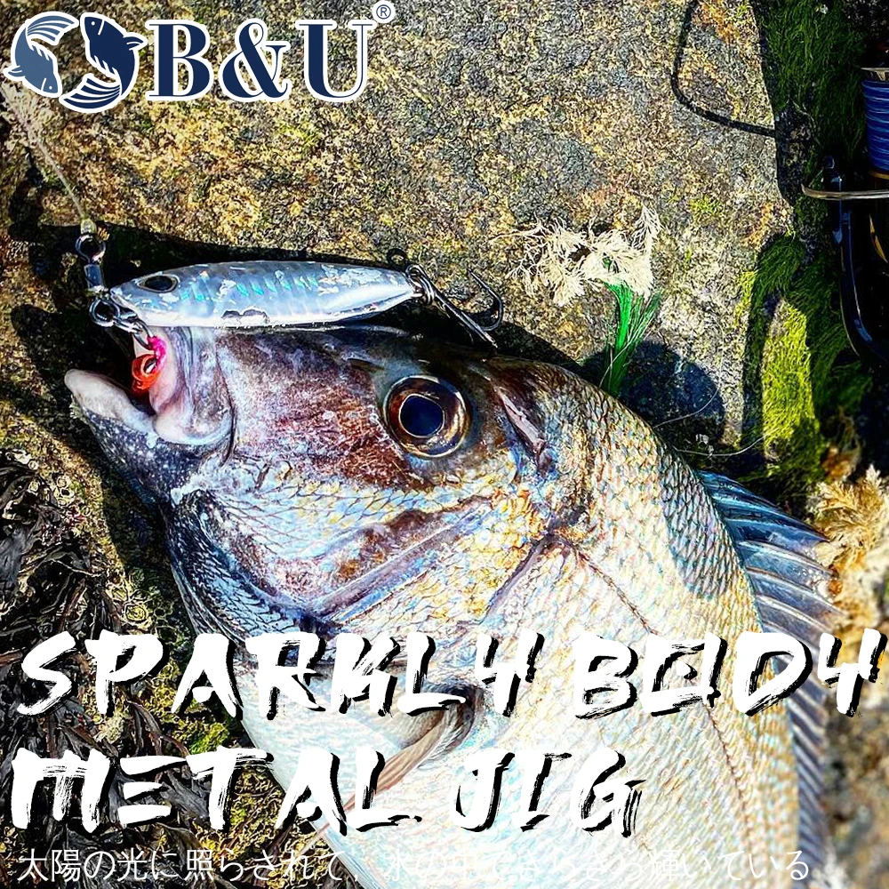 B & U-Slow Jig-Cuchara de jigging de Metal para pesca en el mar, láser de impresión 3D, cebo Artificial, señuelos de pesca en barcos, señuelos de peces súper duros - imagen 4