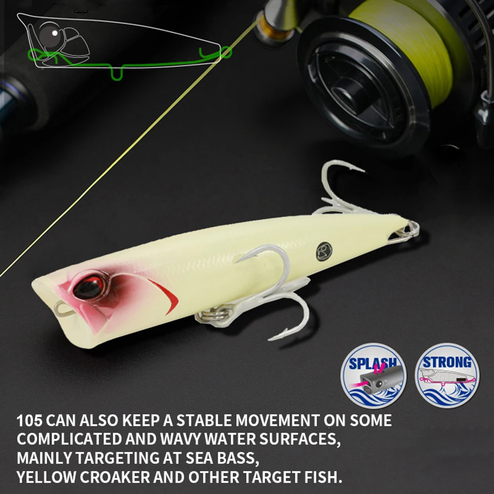 Señuelos de pesca Popper Wobbler de 11,8 cm, 26,6g, cebo duro Artificial flotante de fundición larga, accesorios de pesca Jerkbait Topwater PP129 - imagen 5