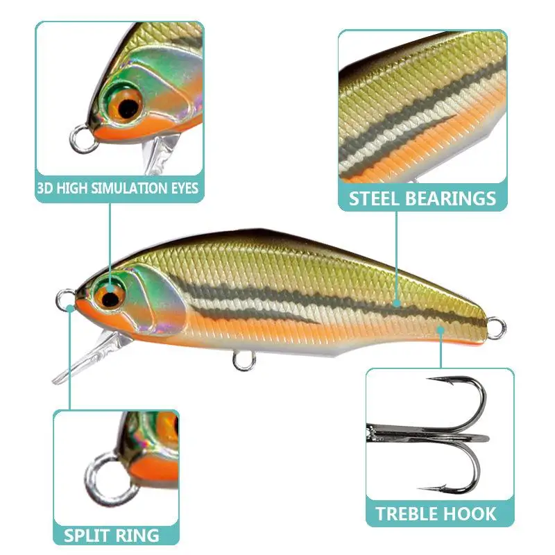 Nuevo 44mm 3,5g smith hundimiento Minnow Wobblers Señuelos de pesca trucha cebo duro de plástico Artificial Jerkbaits Peche Bass pesca de carpa - imagen 3