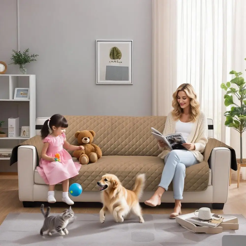 Funda de sofá 100% impermeable, fundas antideslizantes de 1/2/3/4 plazas, funda de sofá, Protector de muebles con correas elásticas para mascotas, gatos y perros - imagen 5
