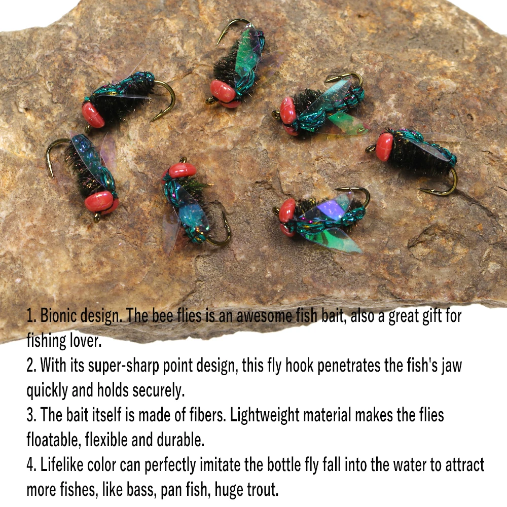 WIifreo, 8 Uds., botella realista, moscas de pesca con mosca, moscas biónicas artificiales, señuelo para insectos para pesca de lubina, señuelo para trucha, cebo de carpa - imagen 5