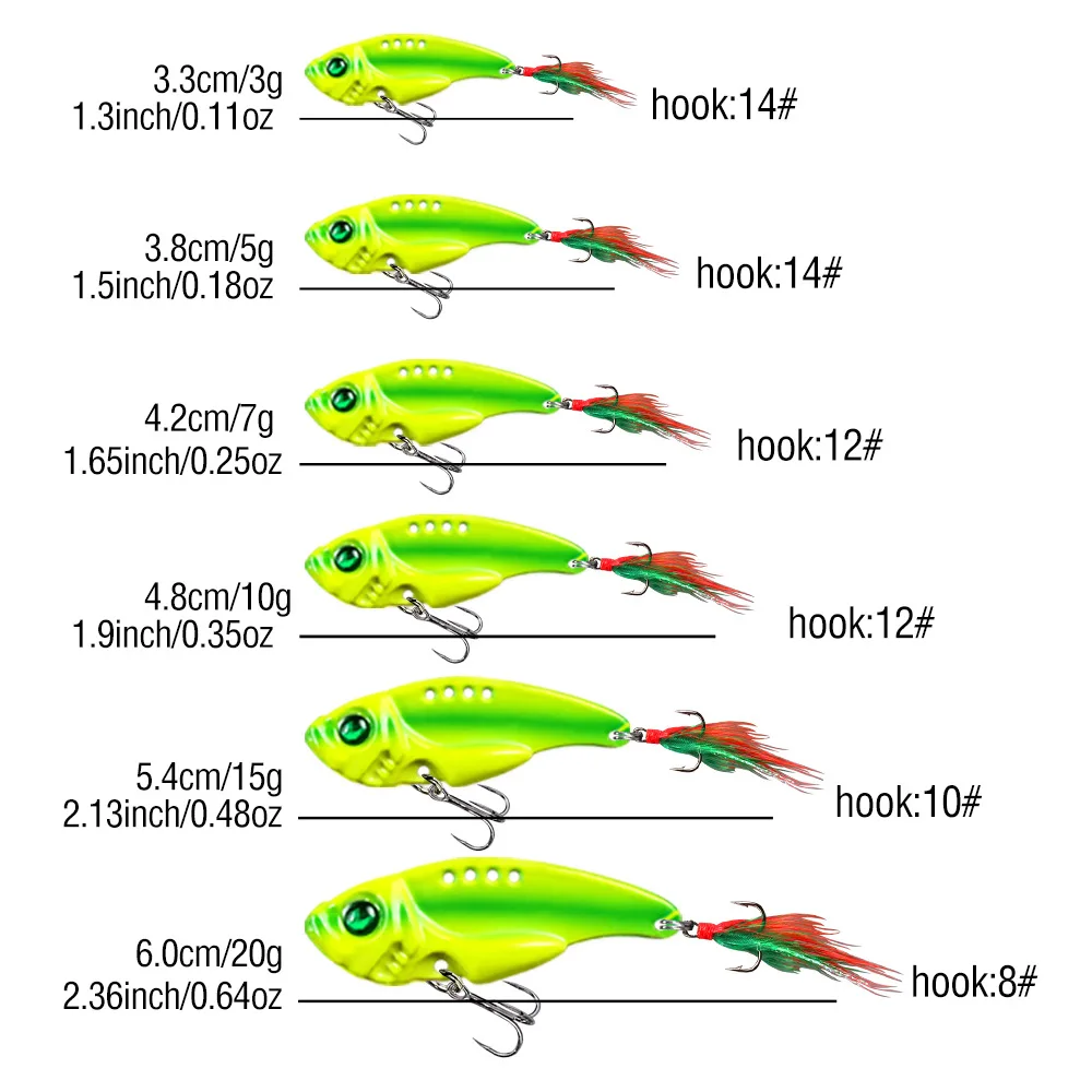 Señuelos de pesca cuchara para Lucio 3g-20g cebo duro con anzuelo triple cuchara oscilante cebo duro de Metal Vib Spoonbait aparejos de pesca señuelos - imagen 5
