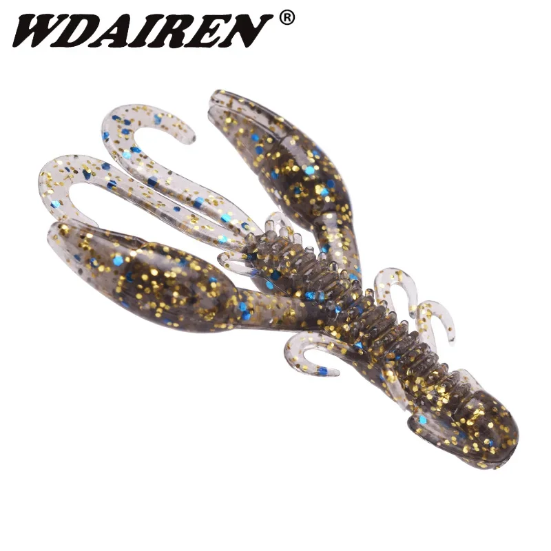 10 Uds Jig Wobblers cebo suave de silicona olor a pescado gusano langosta Señuelos de pesca 5cm/7cm flotador de camarones giratorio Twintails pesca en el mar - imagen 4