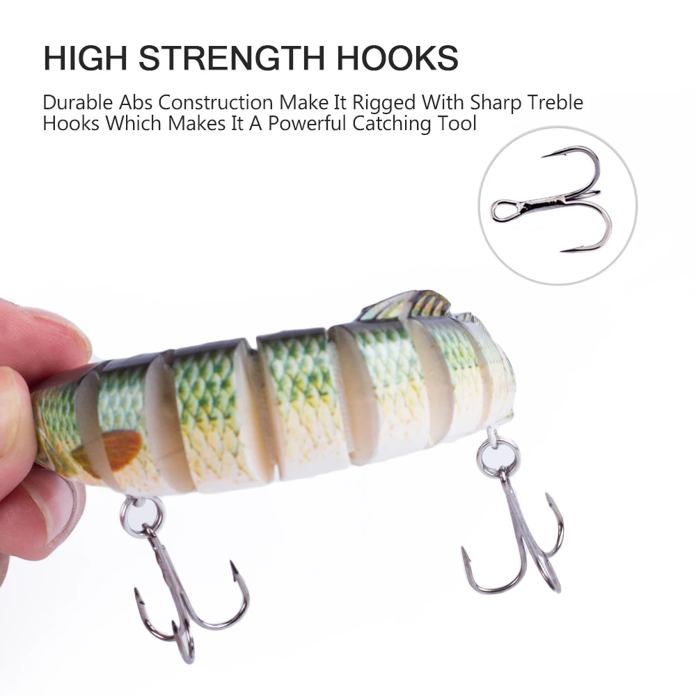 Hanlin-señuelo de pesca de Mini Anguila, cebo Artificial de calidad, 10cm, 10g, Multi articulado, Minnow Wobblers, Swimbait duro, aparejos de Lucio - imagen 5