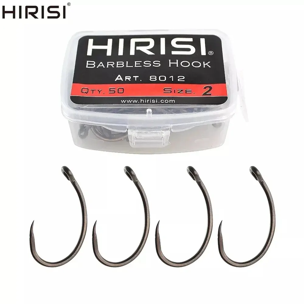 Hirisi 50 Uds revestimiento de acero inoxidable de alto carbono anzuelos sin púas 8012 anzuelo de pesca accesorios de herramientas de pesca - imagen 5