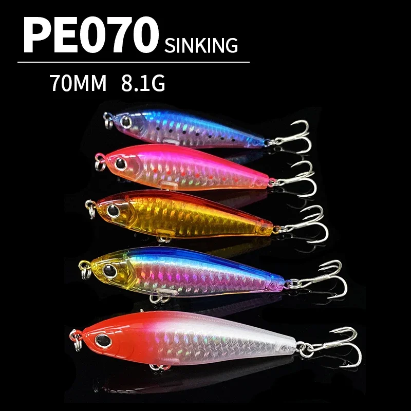 Señuelo de pesca Luya, lápiz sumergido de tiro largo, 70MM/8,1G, cebo falso de capa completa, boca doblada - imagen 5