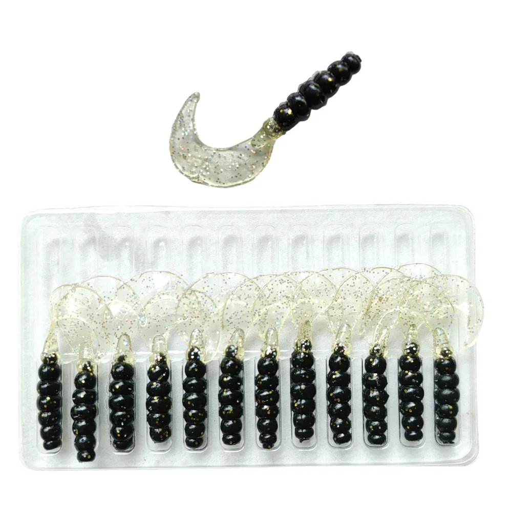 MUKUN 12 unids/lote señuelo de pesca suave Wobblers cebo Artificial de silicona larva señuelos de gusano para lubina trucha carpa Señuelos de Pesca 4cm 0,75g - imagen 5