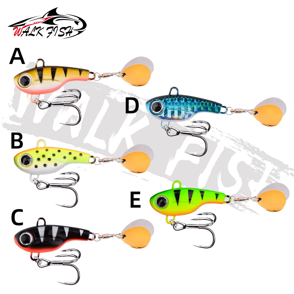 WALK FISH 1 Uds 5g-25g nuevo Metal VIB señuelo de pesca Spinner hundimiento cuchara giratoria Crankbait doble lentejuelas cebos aparejos de pesca - imagen 5