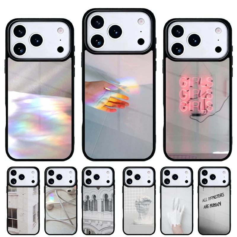 Funda Blanca Estética para iPhone 17 16 15 14 13 Pro Max