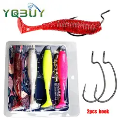 4 Uds. Cebos de pesca con señuelo suave, 10cm/11g, cebos grandes para peces con 2 anzuelos para agua dulce, agua salada, pececillo, trucha, perca, pesca negra