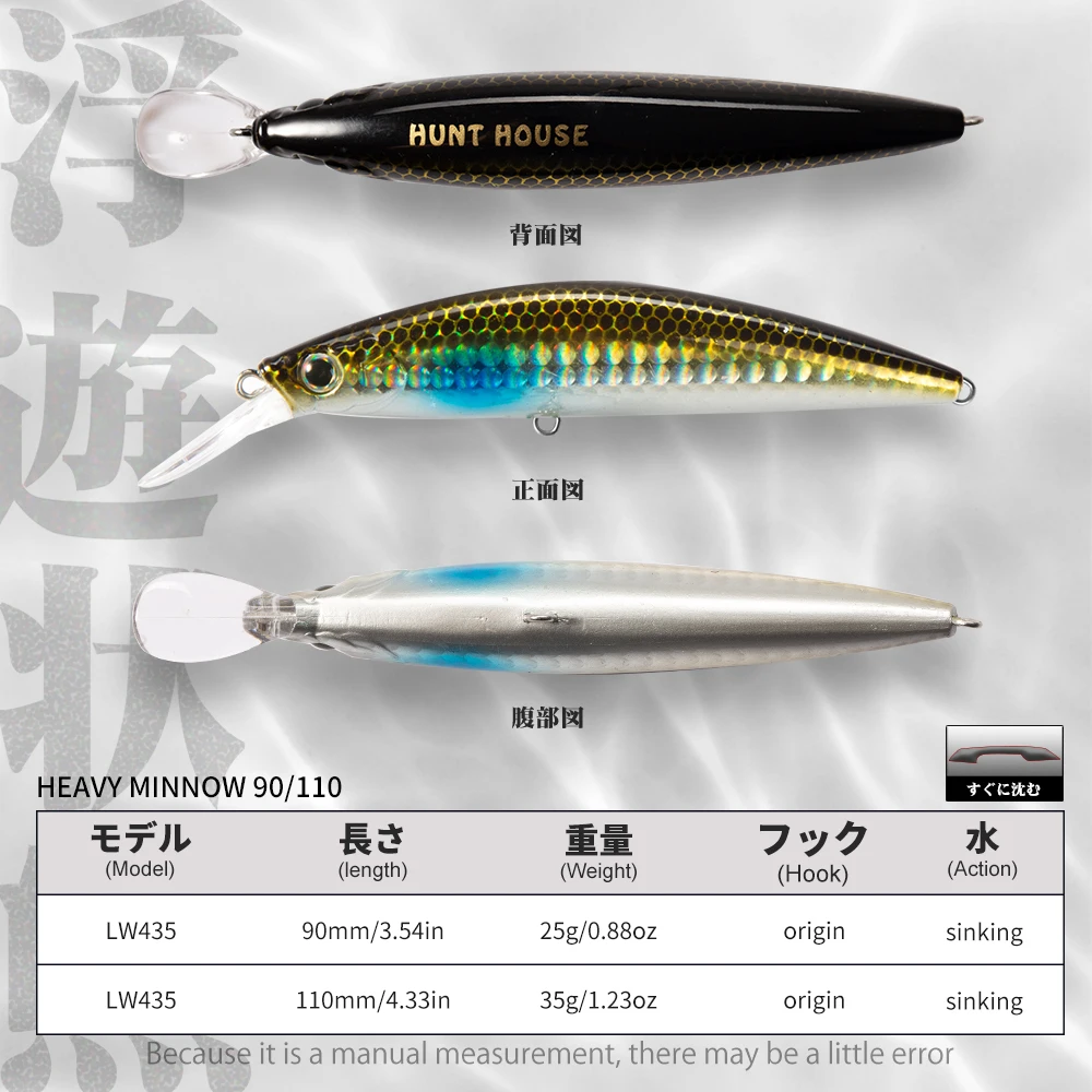 Señuelo de pececillo de hundimiento de Hunthouse, 90/110mm, 25/35g, cebo de pececillo pesado de agua salada, aparejos de pesca de hundimiento de fondo rápido para lubina - imagen 2