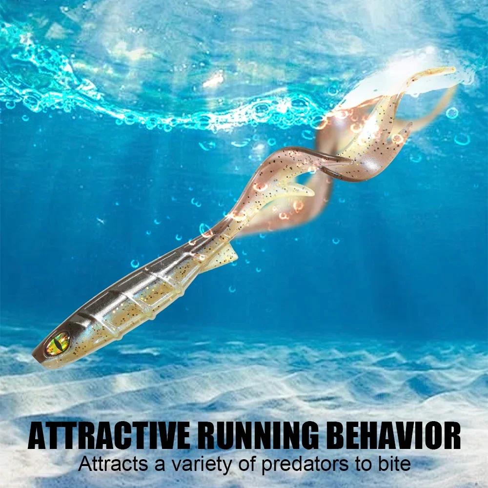 Spinpoler-señuelo de pesca con cola ondulada de 9,5 cm de largo, cebo suave con ojo 3D, Swimbait de silicona, pez falso, lubina, trucha, Zander, plantilla de mar - imagen 4