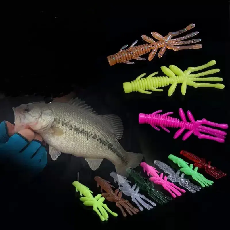 Señuelo de pesca flotante camarón cebo suave 5cm 6cm 7cm NED RIG gusano señuelos artificiales profesional negro Pit Drop-short Texas Rigs