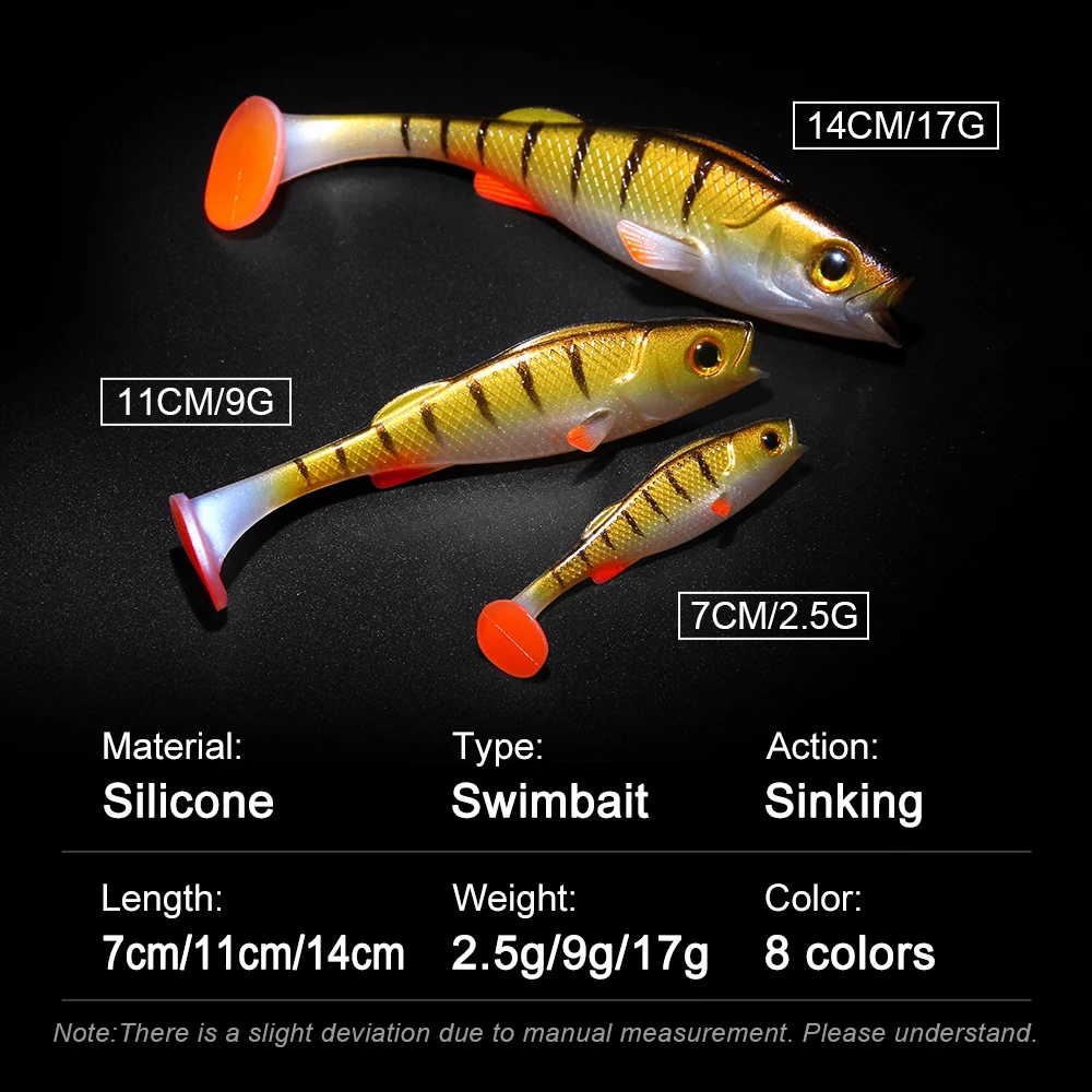 Spinpoler vigor perca señuelo de pesca suave Shad 7cm 11cm 14cm paleta T cola UV Wobblers lubina Lucio Artificial silicona Swimbait - imagen 4