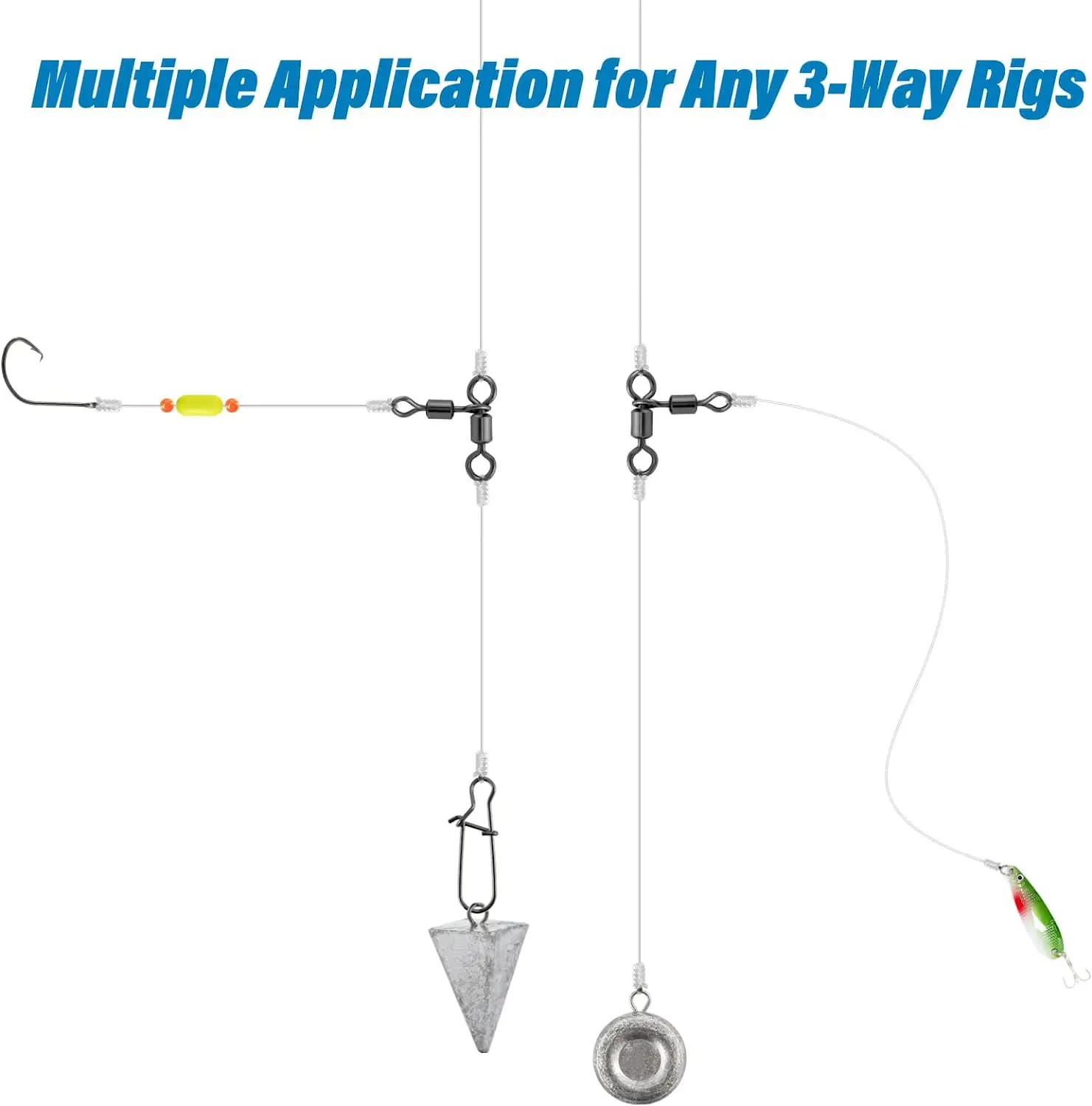 50 Uds. De barril giratorio de 3 vías para bagre, aparejos de pesca, conector de gancho, aparejo de Surf, aparejo de bagre curricán, agua salada y dulce - imagen 5