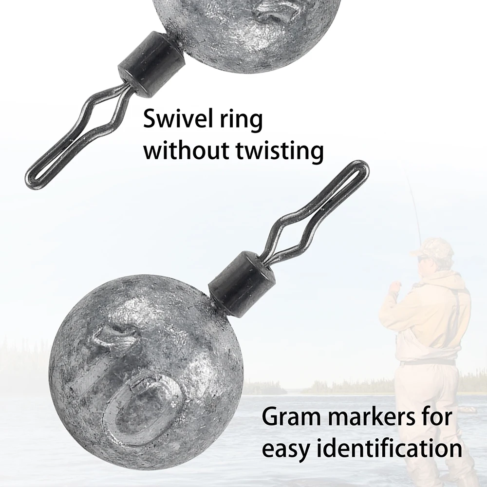 Pesas de pesca de bola redonda de plomo, aparejo de plomo, 6 pesas de fundición diferentes para pesca de trucha, lubina, 3,5g-21g - imagen 4