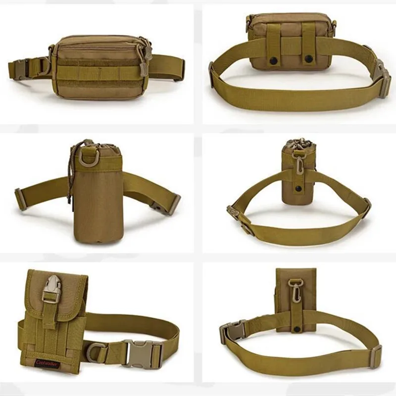 Cinturón táctico de nailon para entrenamiento al aire libre, bolsa colgante fija para ventilador militar, bolsa colgante para montar, acampar, cinturón de batalla - imagen 5