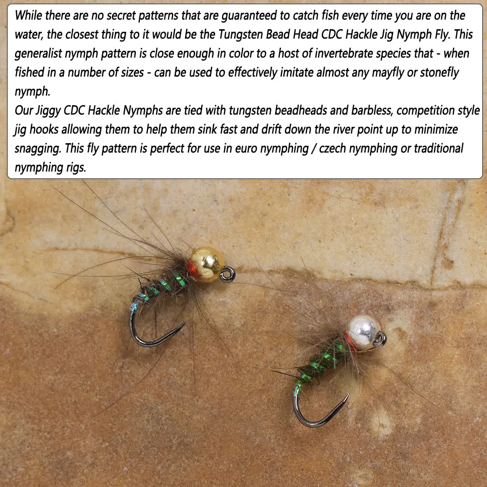 Jig Ninfa CDC Bimoo #16 – Cabeza tungsteno para trucha - imagen 4