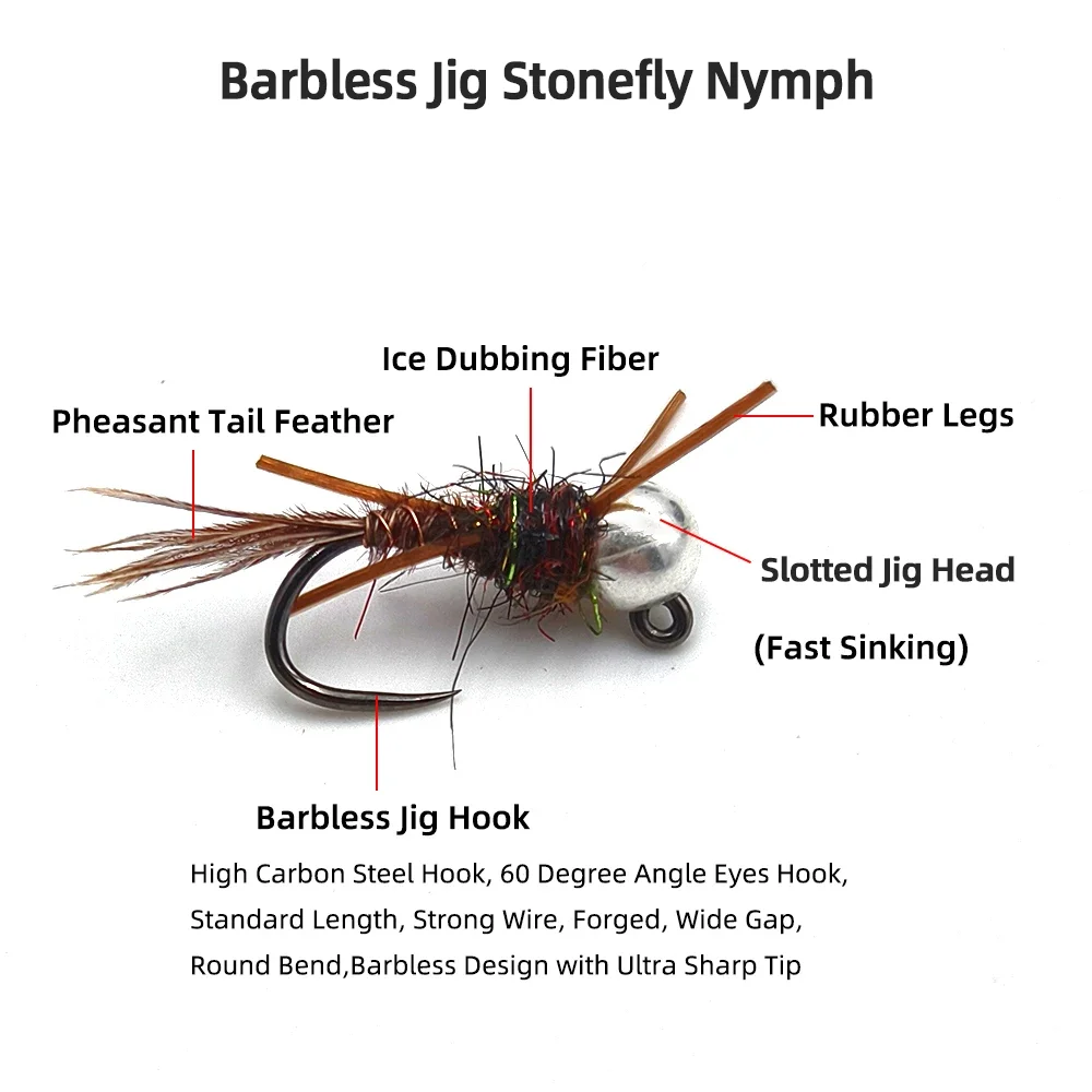 Wifreo Ninfa Stonefly patas de goma – Señuelo hundimiento rápido - imagen 4