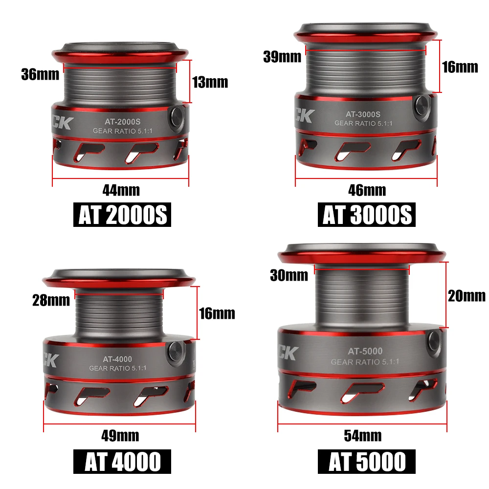 Carrete de pesca giratorio W.P.E AT 2000/3000/4000/5000, carrete de hilo totalmente metálico 7 + 1 BBs 5,1: 1, aparejos de rueda de pesca de alta relación de engranaje - imagen 2