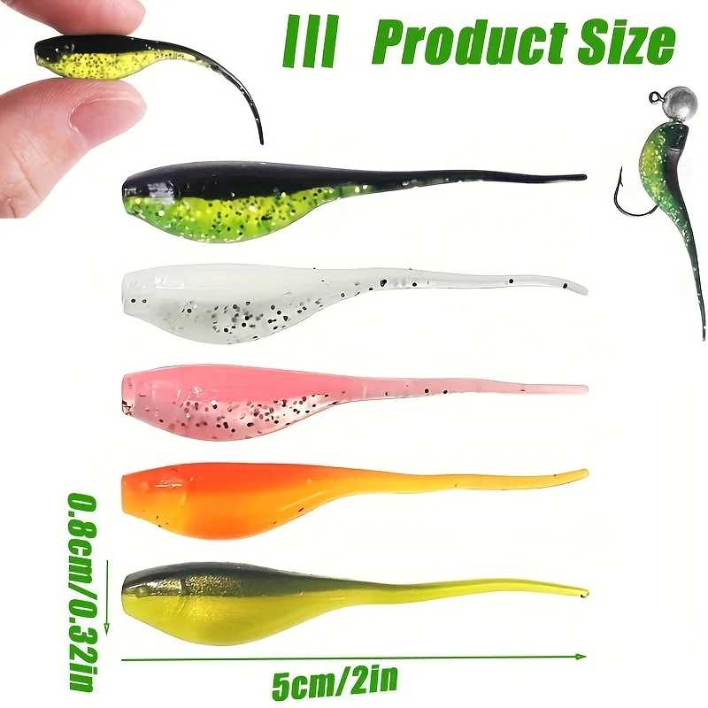 Kit de Señuelos de Pesca Suaves TAKBAS de 65 piezas - Crappie, Bass, Trucha, Walleye Swimbaits, Material PVC, Sin Plomo, Set en Caja para Pesca en Agua Dulce y Salada, Ideal para Pescadores - imagen 5