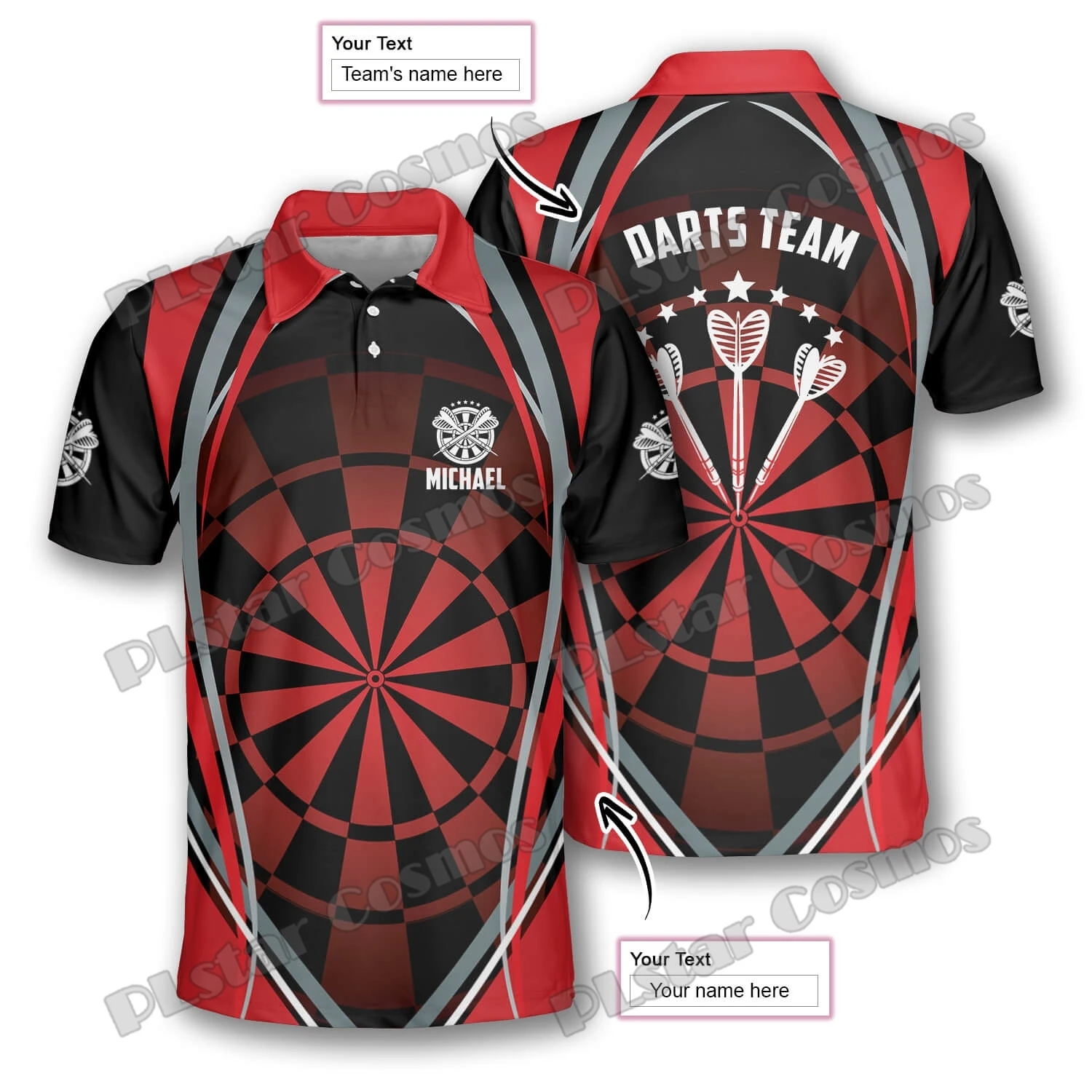 Conjunto de dardos personalizados para hombre, camisetas con estampado 3D de fuego, Polo de moda, Polo informal de verano, Polo Premium, PLP38 - imagen 4