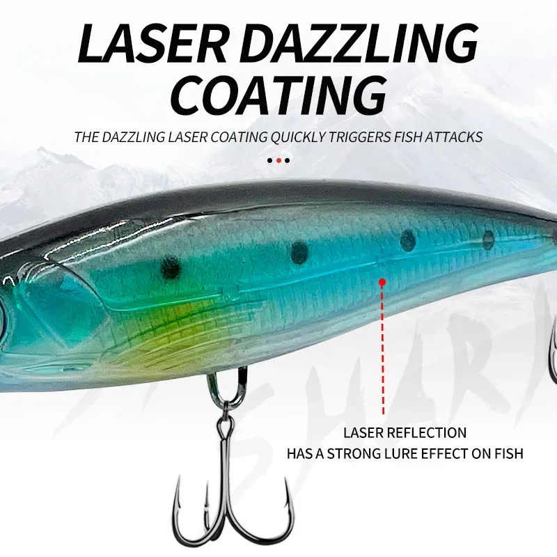 Señuelos de Pesca de pececillos, cebo Artificial duro láser, ojos 3D, 11cm, 13g, Wobblers, aparejos de pesca de carpa, cebo de piscardo de hundimiento lento, 2 piezas - imagen 3