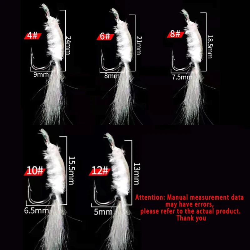 TAKEDO 6PCS/Caja 4 #   6 #   8 #   10 #   12 #   Anzuelo de pesca con mosca, cebo Artificial con forma de camarón, señuelo para Pout, pez mandarín - imagen 2