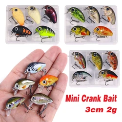 5 unids/set Mini Crankbait Kit manivela cebo flotante Micro Wobbler Crankbait ruidosos Señuelos de Pesca Wobblers artificiales cebo duro aparejos