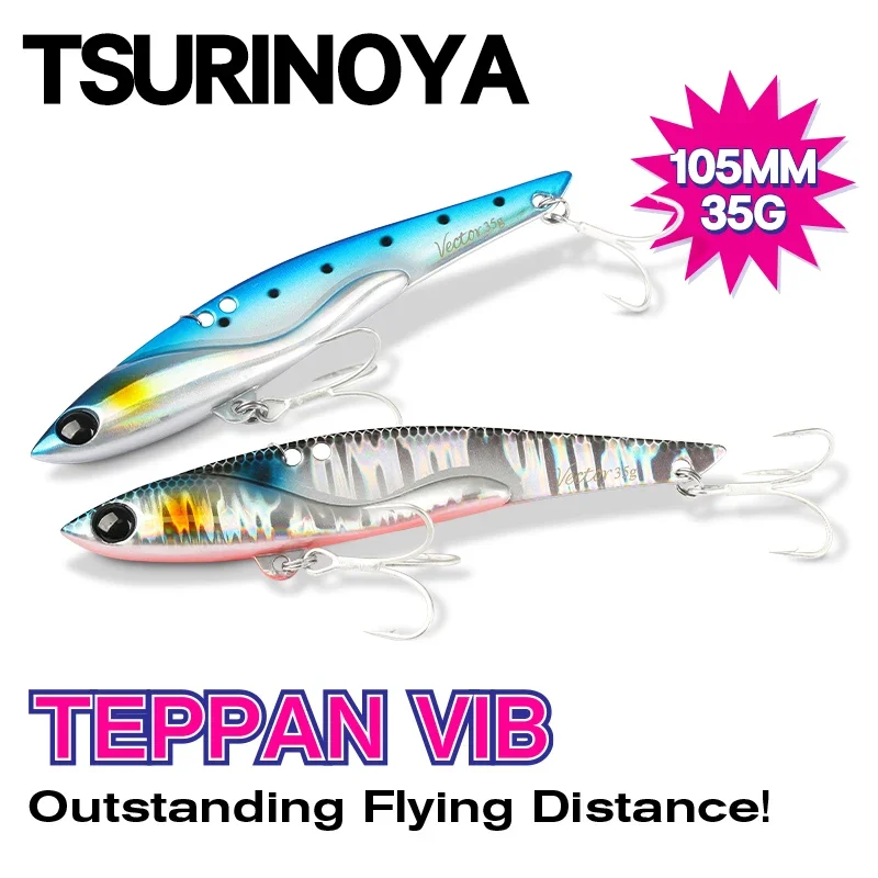 TSURINOYA 105mm 35g hundimiento VIB cebo de pesca de invierno VECTOR Teppan vibración costera fundición larga pesca en el mar hoja señuelo de Metal - imagen 2