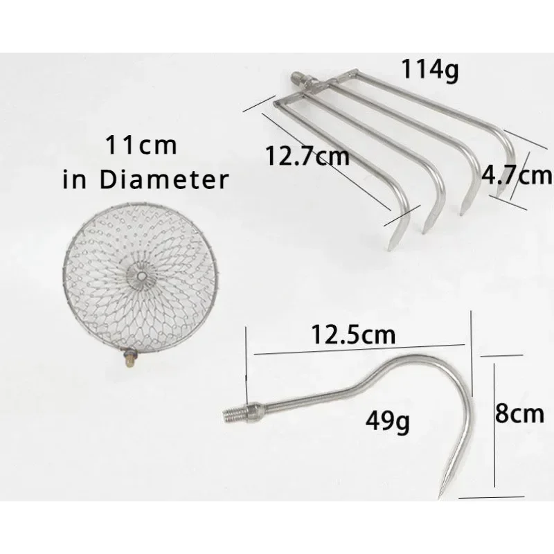 Varilla telescópica retráctil, gancho de pala, cuchara de hielo, rastrillo de concha de playa de acero inoxidable, aparejos de pesca de arena, colador, herramientas para peces - imagen 5