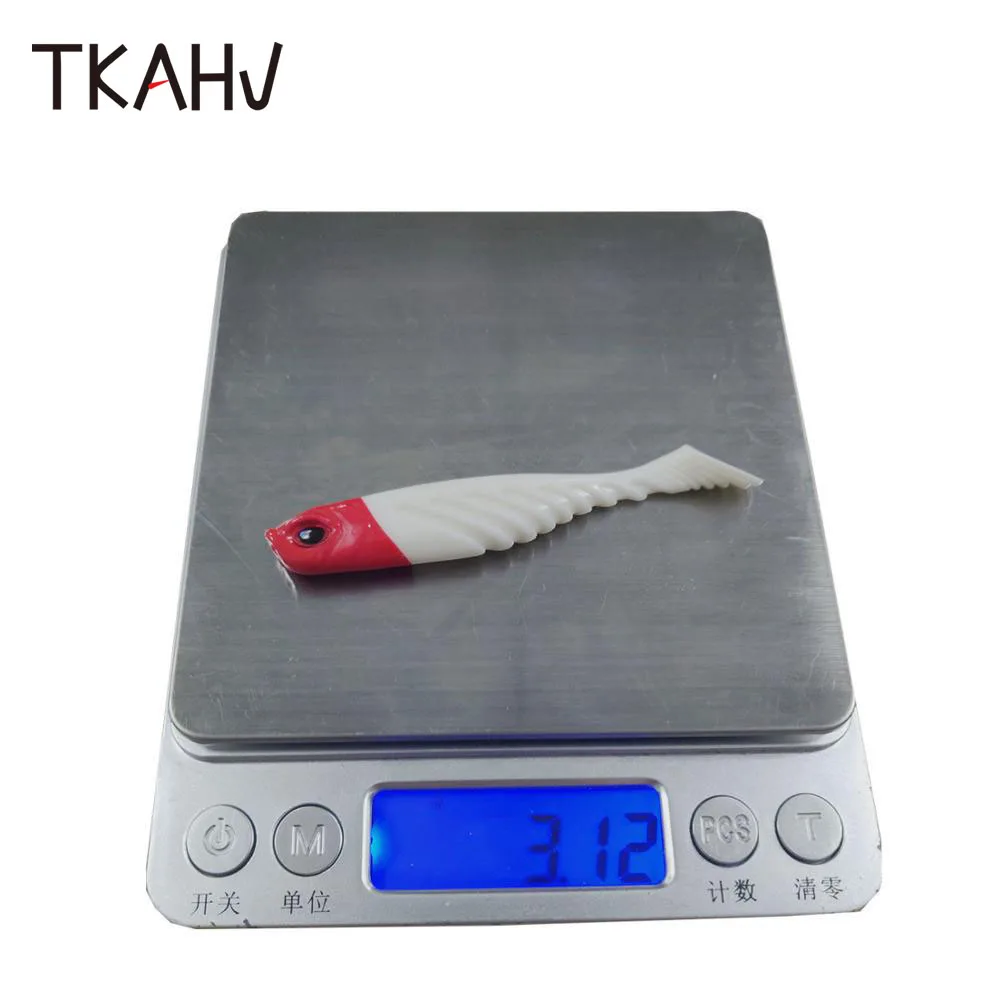 TKAHV-señuelo de gusano suave, cebo Artificial realista, ojos 3D, Swimbait Jig, cola Wobbler, aparejos de pesca de carpa de plástico, 75mm, 3,2g, 5 uds. - imagen 3