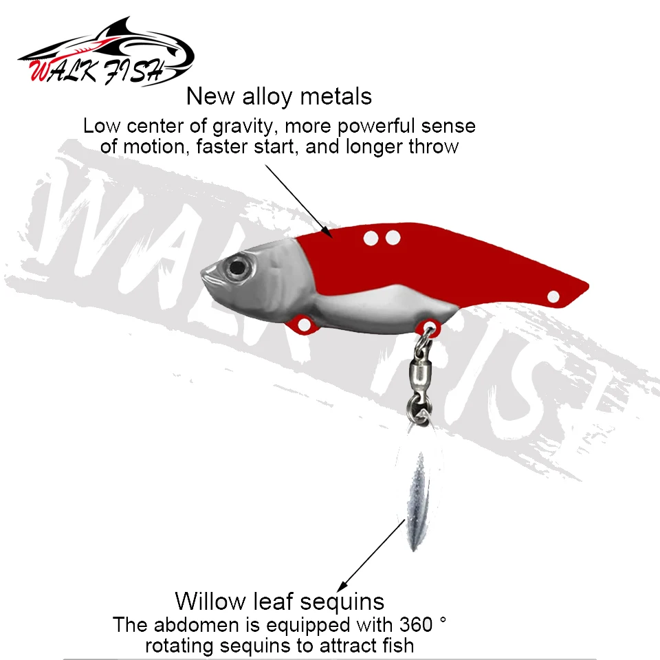 WALK FISH-Cebo giratorio de Metal VIB, 1 piezas, cuchara giratoria, Señuelos de Pesca de 12g 16g, Jigs, trucha, aparejos duros de Pesca de invierno - imagen 3