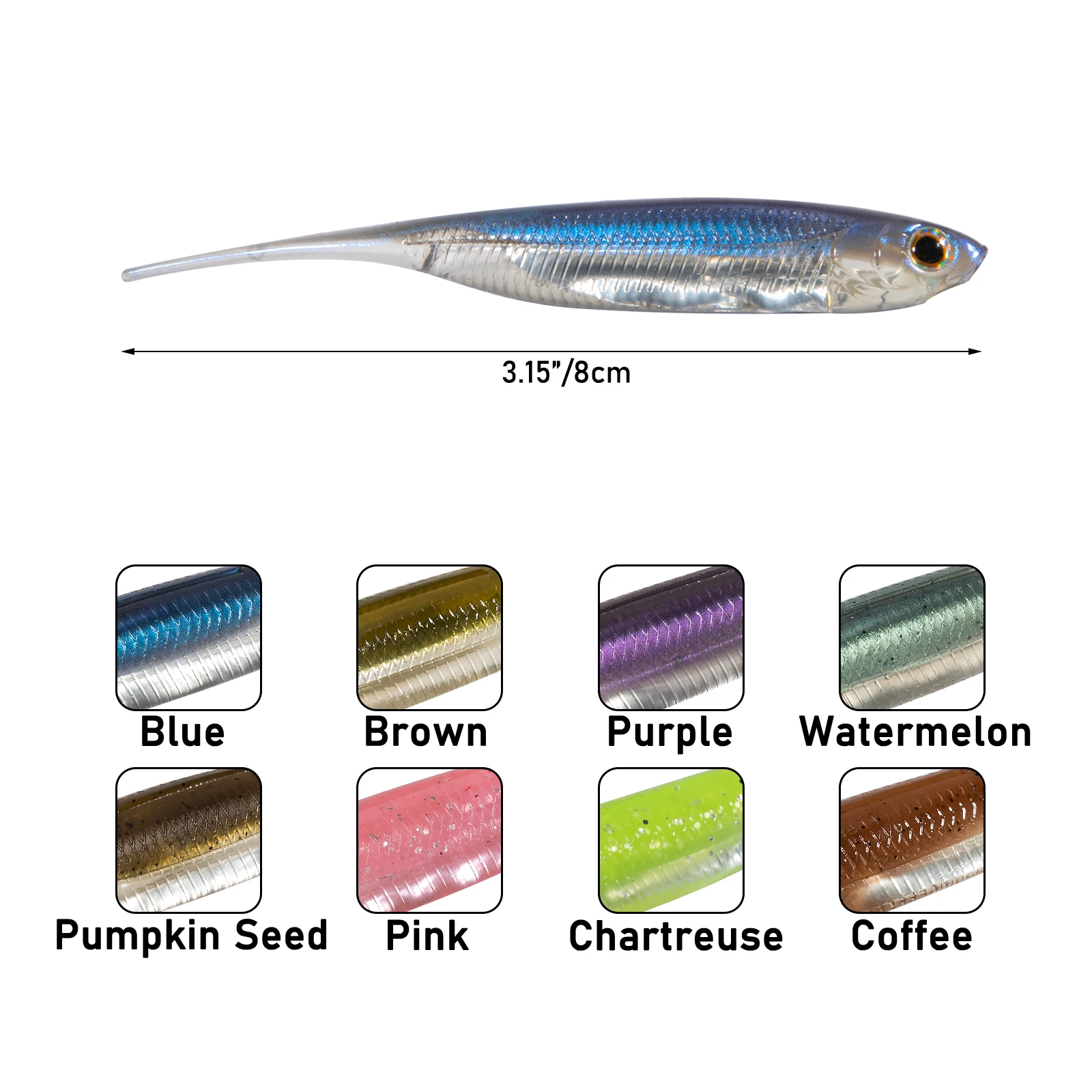 Señuelos swimbait Shad Worm con cola de aguja para lubina y trucha - imagen 2