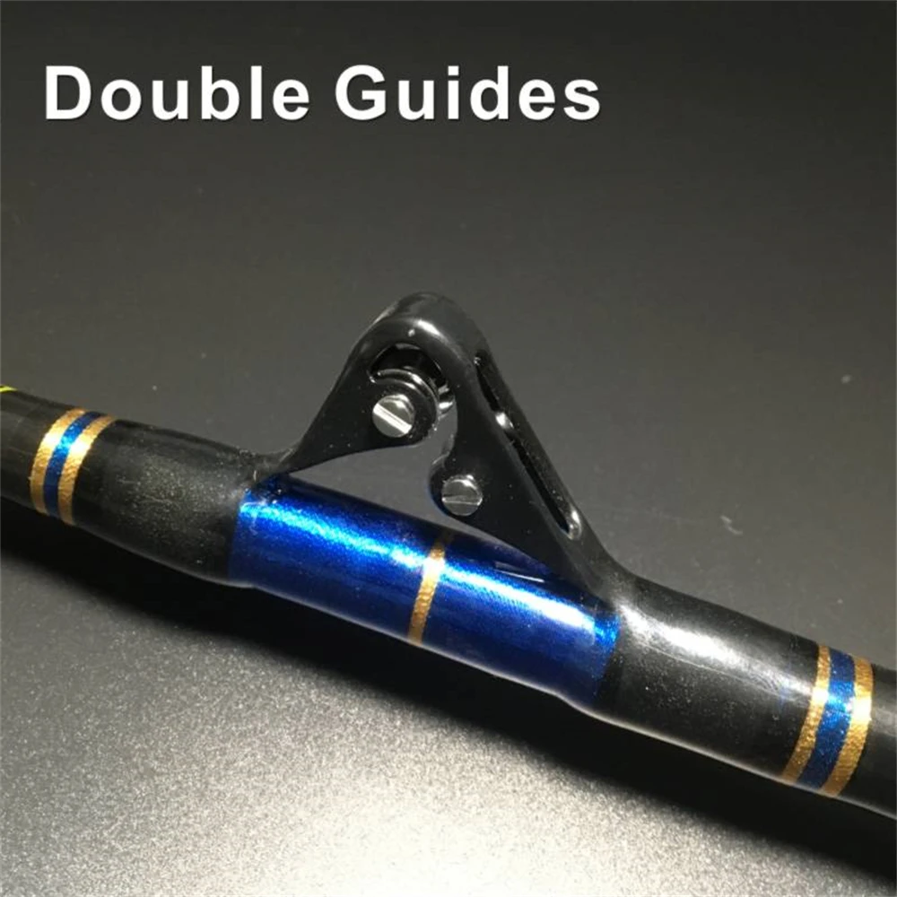 Balanzze-Caña de curricán para pesca en barco de mar, agua salada, resistente, nailon, caña de caza mayor, 5 + 1 guías, 5,6 pies, 30-130lbs - imagen 3