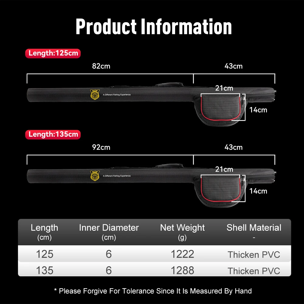 Kingdom-funda portátil para caña de pescar, bolsa portadora de carrete de caña de pescar de gran capacidad, carcasa dura, aparejos de caña multiusos, 125/135/145cm - imagen 4