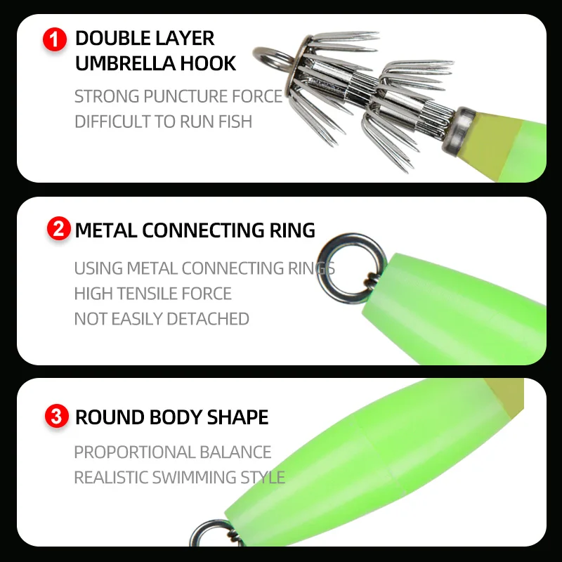 Alta calidad fluorescente luminosa pulpo calamar Jig cebo accesorios anzuelos de pesca gancho de explosión - imagen 4
