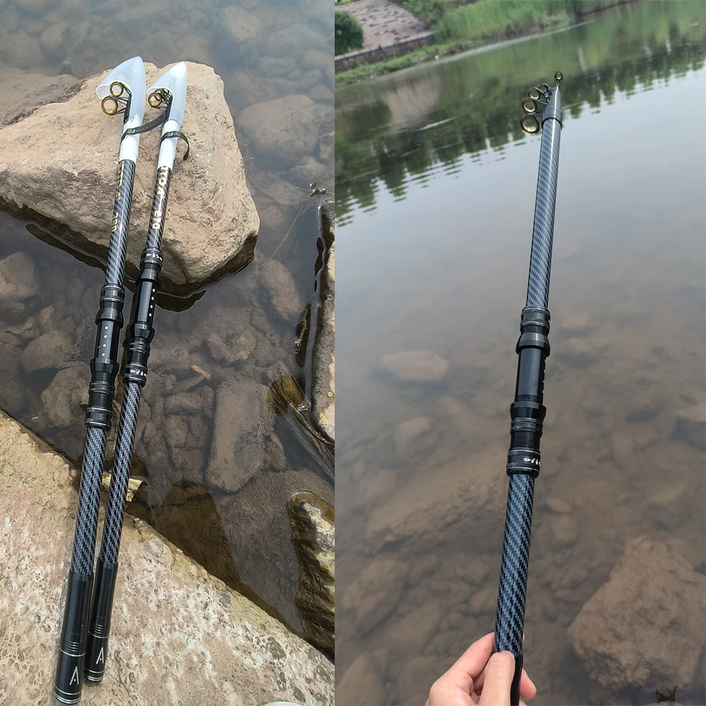 Caña de pescar de carbono portátil, diseño compacto 2,1/2,4/2,7/3,0/3,6, caña de pescar de mar de fundición larga, equipo de Pesca de lubina y carpa - imagen 5