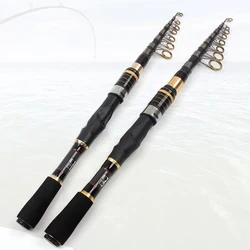 Caña de pescar telescópica de fibra de carbono, agua salada, agua dulce, Universal, ligera, potente, aparejos de pesca con caña giratoria de viaje.