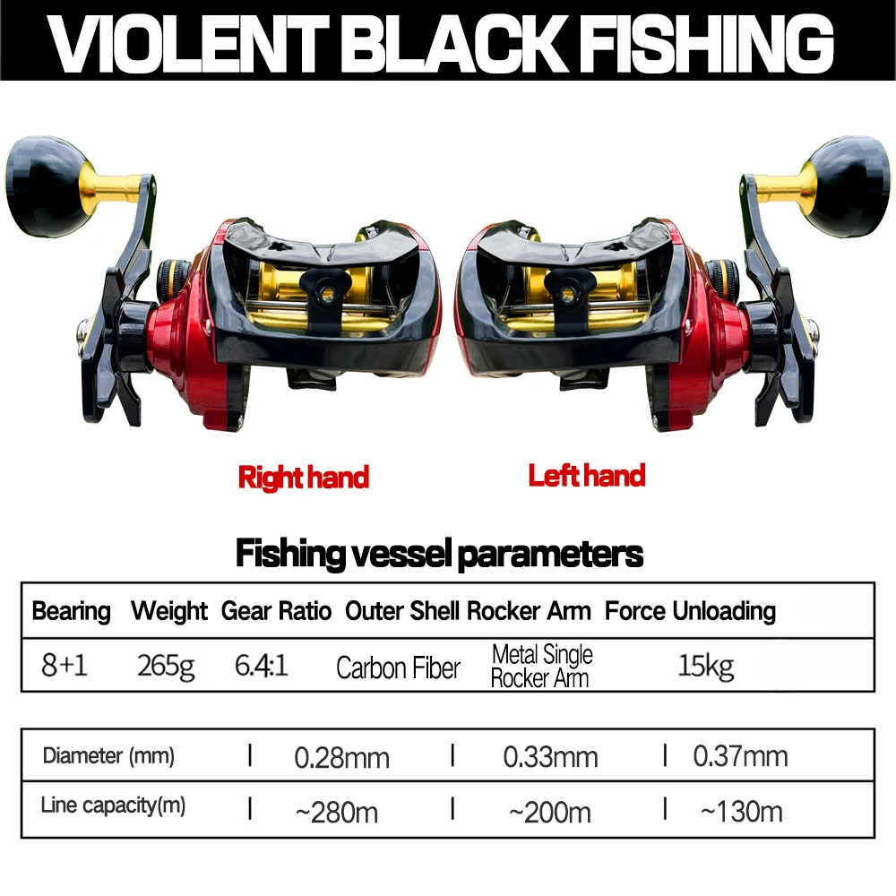 Carrete de pesca de gran capacidad, arrastre máximo de 10kg, ultraligero, Jigging, Baitcasting, rueda de mango izquierda/derecha, freno fuerte para Lucio - imagen 4