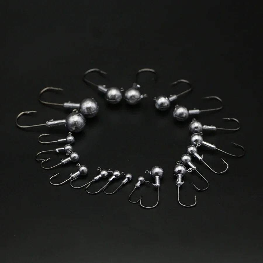 50/40/30/20 unids/lote anzuelo de pesca con cabeza de anzuelo de Metal 1g 1,5g 2g 3,5g 5g 7g 10g 20g anzuelos de Jigging para anzuelos de acero al carbono con señuelo suave - imagen 2