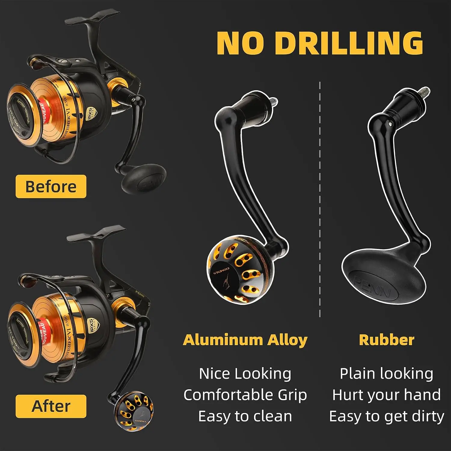 Manija de alimentación GOMEXUS para Penn Spinfisher VI VII Slammer III IV (segure su modelo de carrete, no para Spinfisher Long Cast/V) - imagen 4