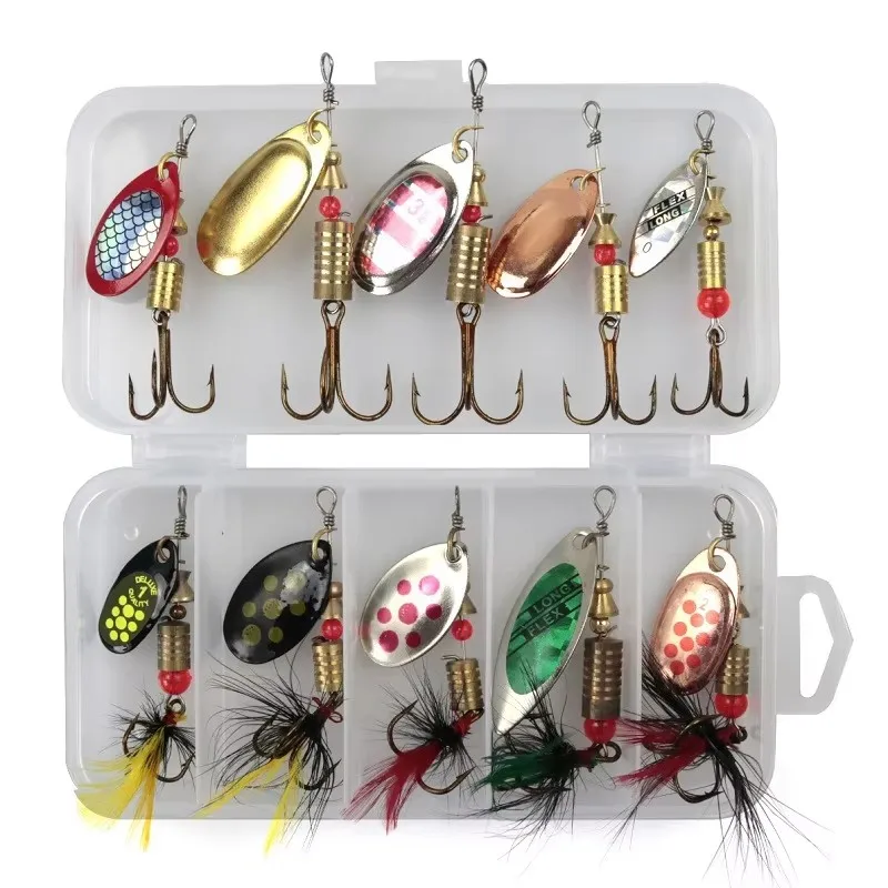 10 unids/lote Señuelos de cuchara de pesca cebo giratorio 2,5-4g cebos de pesca Wobbler cebos de Metal Spinnerbait Isca Artificial con caja - imagen 4