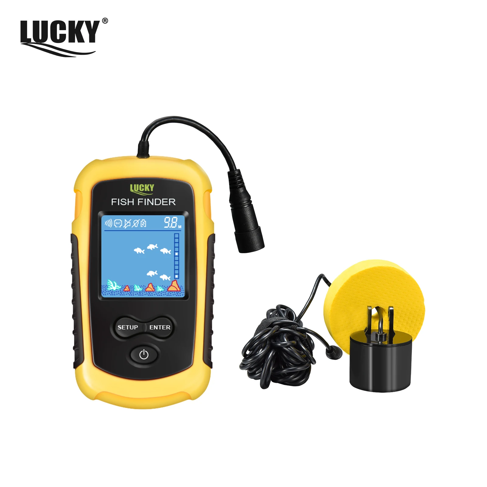 LUCKY FF1108-1 Buscador de peces portátil Pesca en hielo Sonar Sonda Alarma Transductor Buscador de peces 0,7-100 m Sonda de eco de pesca - imagen 5