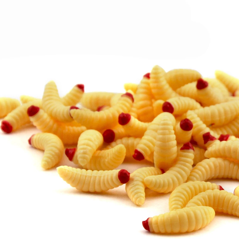 Señuelos de Pesca de 100 piezas, 2cm, Larva suave, Swimbait, cebos de gusano de silicona, camarones de goma, Wobblers, olor a pescado, Pesca de Isca vívido - imagen 2