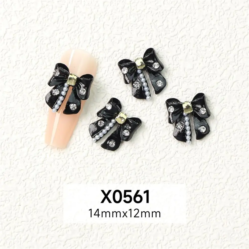 Accesorios para uñas, joyería de aleación, mariposa, Diamante completo, decoración blanca y negra - imagen 5