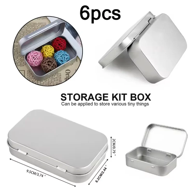 Caja de lata con bisagras de Metal, contenedor Mini contenedor de almacenamiento pequeño portátil con tapa para almacenamiento en el hogar, organizador artesanal de dulces, 6 uds.
