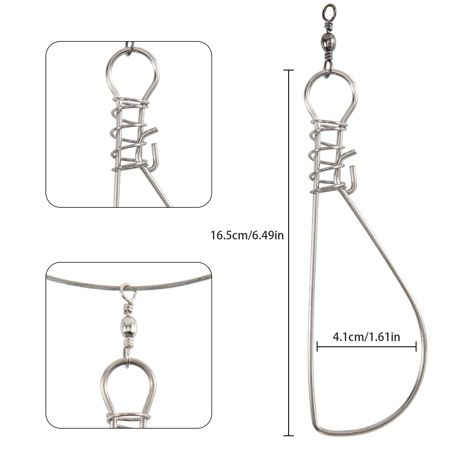 Goture-cierre de acero inoxidable para peces vivos, Clip de cuerda de alambre para peces grandes con flotador y mango de plástico - imagen 5