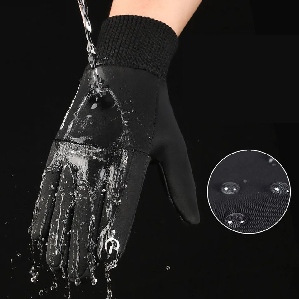 WALK FISH-guantes de pesca de lana antideslizantes para hombres, pantalla táctil térmica, a prueba de viento, impermeable, esquí, correr, bicicleta, motocicleta - imagen 2