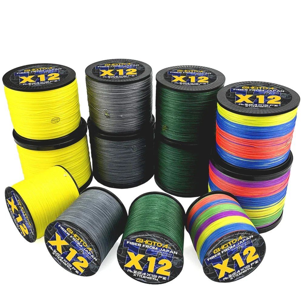 Sedal de pesca trenzado multifilamento X12, 100M, 500M, 1000M, Multicolor, 25-120lb, PE, accesorios de pesca de carpa marina - imagen 4